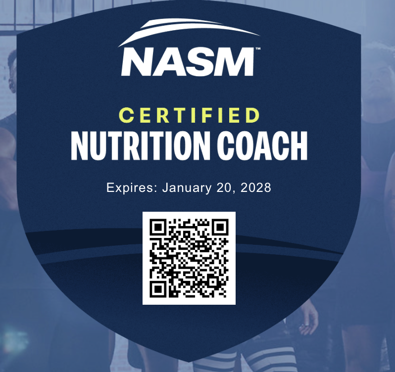 NASM Nutrition Coach certificate for Robert Beloruski
