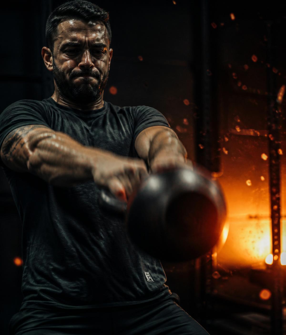 Athlete performing a kettlebell swing